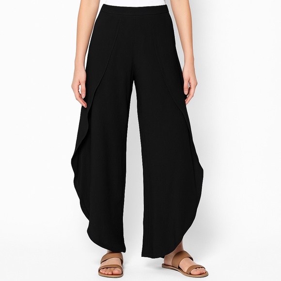 Abbeline Black Split Leg Flowy Pants - Picture 1 of 4